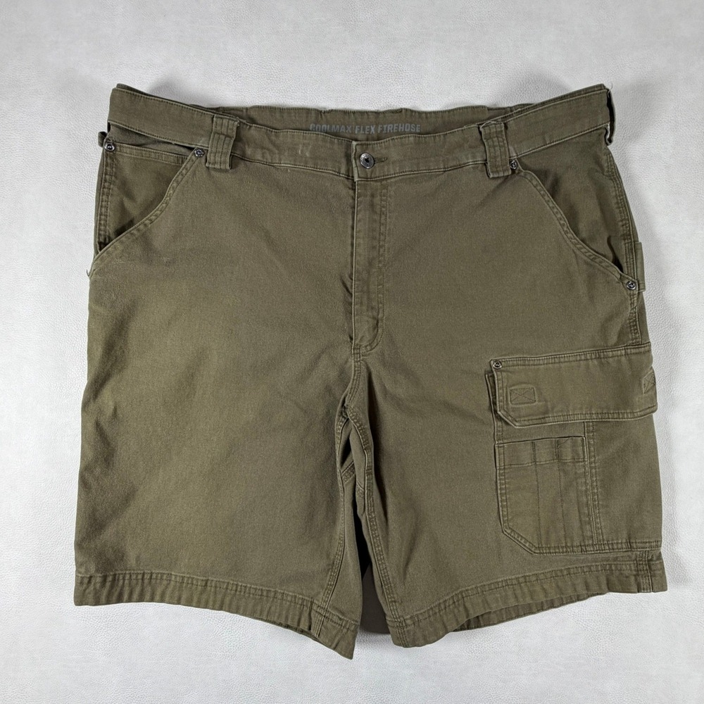 Duluth Trading Co Coolmax Flex Firehose Cargo Shorts Mens 46 Olive Green Utility